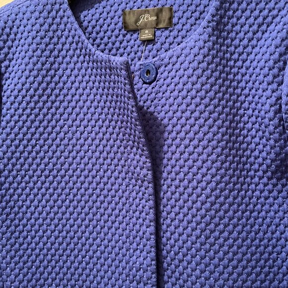 NEW J. Crew Collarless Portfolio Jacket in Matelasse, Oxford Royal Blue, Size 6 - Picture 5 of 6